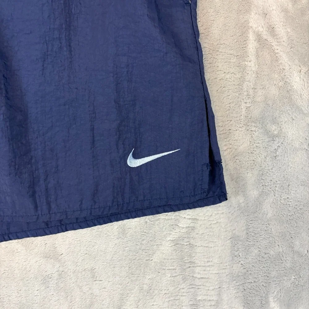 Vintage NIKE White Tag Mesh Lined Navy Blue Nylon Swim Trunks Size Large 42